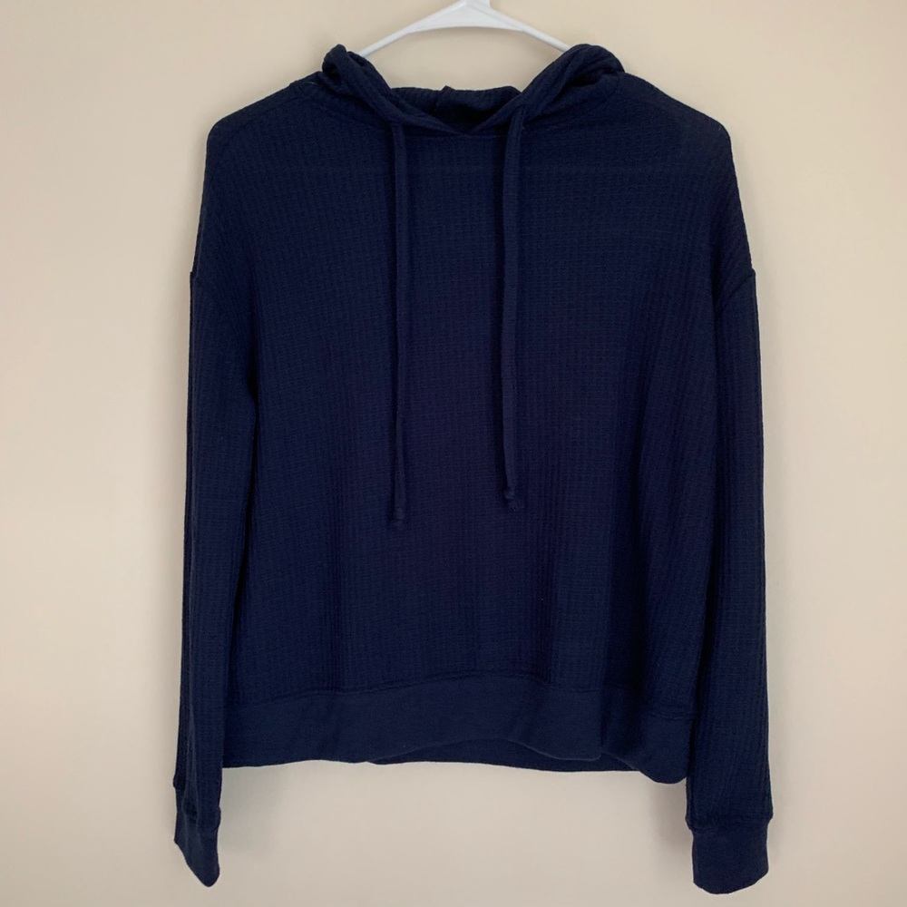(nwot) live love dream navy waffle knit hoodie
